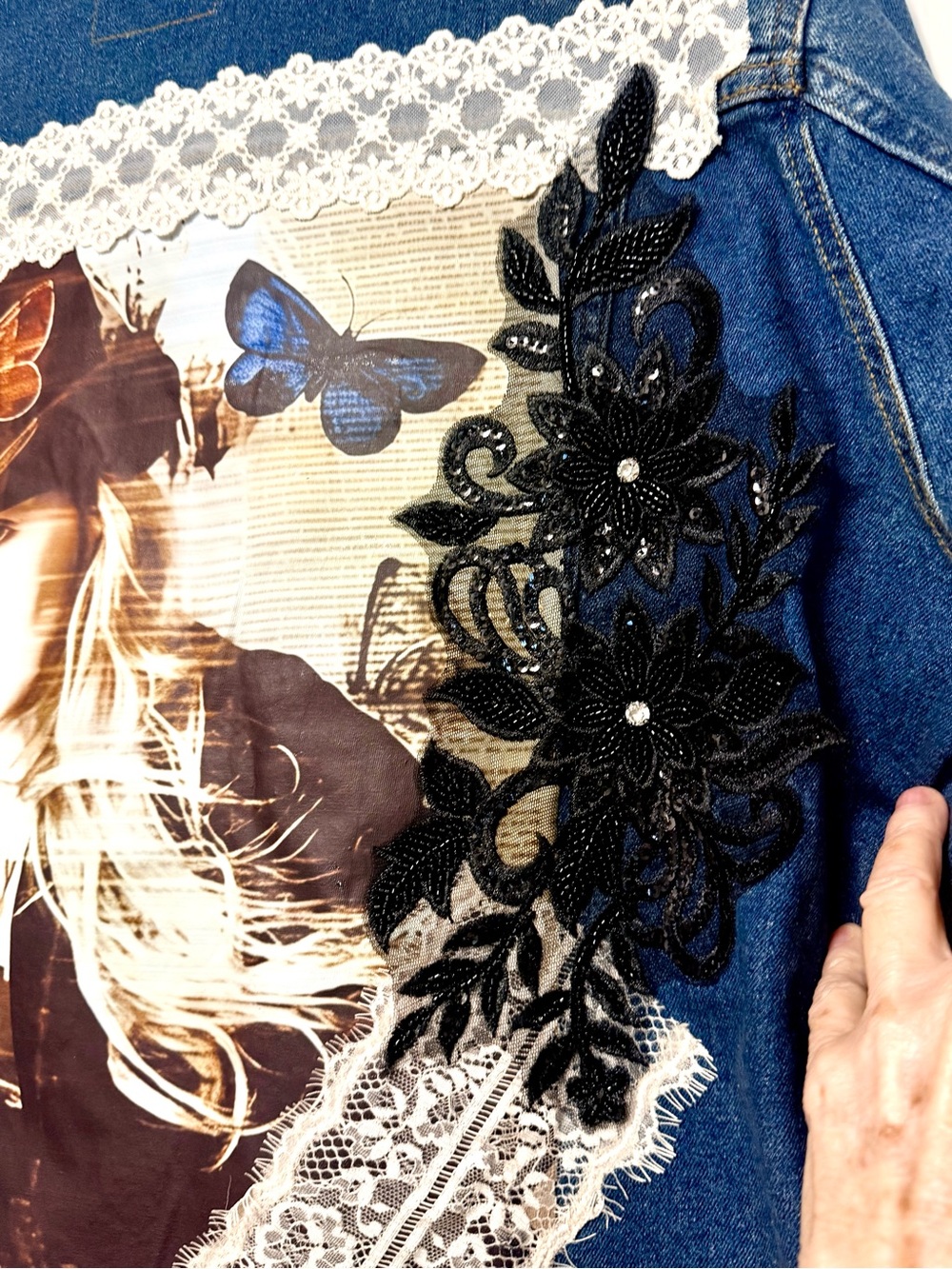 Embellished Stevie Nicks Denim Jacket - Picture 6 of 12